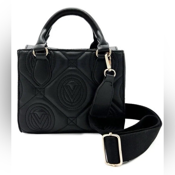 Valentino Orlandi Quilted Black Vegan Leather Satchel / Crossbody – NWT - Picture 3 of 7